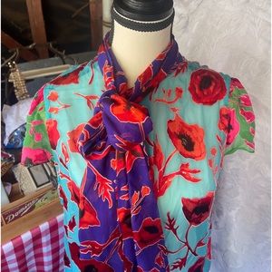 Alice + Olivia Multicolor Silk Blouse. Size M.
